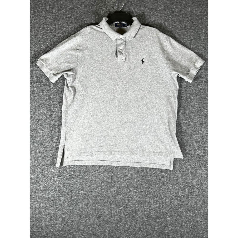 Polo Ralph Lauren Mens XL Heather Grey Cotton Short Sleeve Pique Polo Shirt